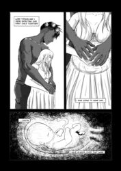 1boy 1girls absurdres baby baby_boy black_and_white black_hair blonde_hair blood_bond blush closed_eyes colored_skin comic comic_page dark-skinned_male dark_hair dark_skin dress english_text female fetus greek_mythology hair_down hand_on_hand hand_on_stomach happy highres interracial justin_vill manga manga_page mari_vill monstershake muscular muscular_male petite pregnant romantic smile titan_(greek_mythology) topless topless_male typhon typhon_(blood_bond) typhon_titan umbilical_cord white_dress white_hair white_skin white_skinned_female wholesome rating:Questionable score:6 user:MonsterShake