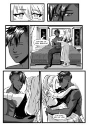 1girls absurdres almost_kiss arms_around_neck arms_around_waist bed bedroom black_and_white black_and_white_dress black_hair blonde_hair blood_bond blood_bond blush closed_eyes colored_skin comic comic_page dark-skinned_male dark_hair dark_skin dress english_text female greek_mythology greek_mythology happy highres interracial long_hair looking_at_another manga manga_page mari_vill monstershake muscular muscular_male on_bed petite ponytail pregnant romantic short_hair sitting sitting_on_bed sitting_on_lap sitting_on_person smile speech_bubble titan_(greek_mythology) topless topless_male typhon typhon_(blood_bond) typhon_titan white_hair white_skin white_skinned_female rating:Questionable score:4 user:MonsterShake