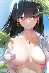 1girls big_breasts blouse breasts cleavage collared_shirt earrings eyelashes eyeliner female female_only hi_res lipstick long_hair makeup mumu_mago naked_shirt necklace open_clothes open_shirt shirt spy_x_family wing_collar yor_briar yor_forger rating:Questionable score:98 user:Mistress_Elizabeth