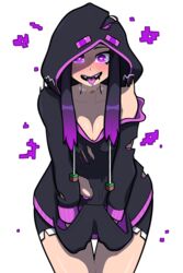 2d 2d_(artwork) blush blushing enderman female hands_in_pockets hood hoodie humanized light-skinned_female light_skin long_hair minecraft muds open_mouth pale-skinned_female pale_skin purple_eyes ripped_clothing simple_background solo solo_female solo_focus tagme tongue tongue_out torn_clothes torn_clothing white_background rating:Questionable score:83 user:Nooskk