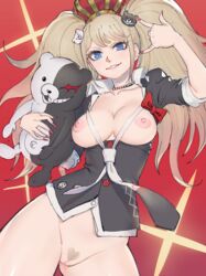 1girls areola areolae bear big_breasts blonde_hair blouse blue_eyes bottomless breasts breasts_out breasts_out_of_clothes crown danganronpa eyelashes eyeliner female female_focus female_only junko_enoshima lipstick long_hair makeup monokuma nail_polish nipples poechan posing pubic_hair pussy shirt solo solo_female solo_focus standing straight_hair tie twintails rating:Explicit score:145 user:deleted8290