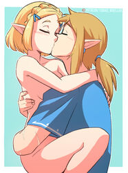 1boy 1girls aqua_background arm_around_neck blonde_female blonde_hair blue_earrings blue_hairclip blue_shirt blush braid breasts breath_of_the_wild brown_hair closed_eyes clothed clothed_male_nude_female clothed_sex couple covered_breasts crown_braid cuddling duo earrings elf hair_ornament hairclip hugging hylian imminent_sex jewelry kissing light_brown_hair link link_(breath_of_the_wild) long_hair love medium_breasts neck nintendo nude nude_female nude_female_clothed_male outside_border pointy_ears ponytail princess_zelda romance romantic romantic_couple scar shirt short_hair short_sleeves signature straight tears_of_the_kingdom the_legend_of_zelda thighs tied_hair tobias_wheller tunic white_border wholesome zelda_(tears_of_the_kingdom) rating:Explicit score:378 user:MrEgorMan