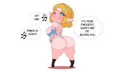 1girls ass big_ass big_breasts big_butt blonde_hair blue_eyes breasts dialogue female huge_ass huge_breasts kawaibutts light-skinned_female light_skin musical_note nintendo one_eye_closed pale-skinned_female pale_skin pawg pinup pointy_ears princess_zelda short_hair shortstack singy_song smaller_female speech_bubble spoken_musical_note standing tears_of_the_kingdom text the_legend_of_zelda thick_thighs white_background zelda_(tears_of_the_kingdom) rating:Questionable score:122 user:Thebuki