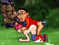 @eri_inama animated ass big_ass big_butt capcom cum cum_in_pussy cum_inside doggy_style duo forest from_behind g-bit game_screenshot m.u.g.e.n mayl_sakurai mega_man mega_man_battle_network norimaro pixel_art rain sakurai_meiru screenshot sex stockings straight thick_thighs rating:Explicit score:26 user:mayl_sakurai_<3