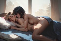 2girls ai_generated batgirl black_hair blonde_hair cassandra_cain completely_nude completely_nude_female cuddling dc dc_comics female_only gwen_stacy marvel marvel_comics nude santarvengar sleeping sleeping_nude sleeping_together spider-gwen stable_diffusion tagme wholesome rating:Explicit score:135 user:Rikatoshi