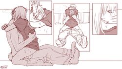 clothed_sex cowgirl_position female human line_art love monochrome musesilver naruto panels sakura_haruno sex sweat tongue uzumaki_naruto vaginal_penetration rating:Explicit score:18 user:bot