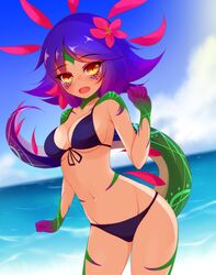 ayatori bikini blue_bikini blushing league_of_legends neeko purple_hair solo_female tail yellow_eyes rating:Explicit score:61 user:MoeMoeMoe