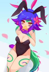 ayatori bunny_ears bunnysuit league_of_legends neeko tail yellow_eyes rating:Explicit score:68 user:MoeMoeMoe