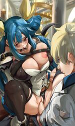 1boy 1girls 2022 big_breasts blonde_hair blue_eyes blue_hair breasts busty canon_couple clitoris clothed_sex clothing cowgirl_position dizzy_(guilty_gear) female female_focus female_pubic_hair guilty_gear guilty_gear_strive guilty_gear_xrd hair_ribbon huge_breasts husband_and_wife ky_kiske male mature_female milf nipple_slip nipples noblood panties panties_aside penis plump pussy red_eyes riding ryandomonica sex skindentation thick_thighs thighhighs thighs twintails vagina vaginal_penetration rating:Explicit score:81 user:Rex_Hollins