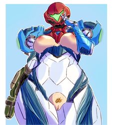 2022 armor armored_samus breasts breasts_out colored exposed_breasts exposed_pussy female hand_on_head helmet looking_at_viewer metroid metroid_dread nintendo partially_clothed power_suit princesskari pubic_hair pussy samus_aran solo_female useless_clothing varia_suit rating:Explicit score:58 user:shamecrab