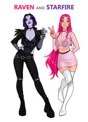 2girls alien alien_girl artist_name bare_shoulders big_titty_goth boots bra bra_visible_through_clothes breasts busty cambion clothing curvaceous curves curvy dc dc_comics demon demon_girl duo eyelashes female female_only forehead_jewel goth goth_girl green_eyes grey_skin half_demon hips hourglass_figure human humanoid koriand'r legs light-skinned_female light_skin lips long_hair looking_at_viewer lower_body medium_breasts minko olena_minko pale_skin pink_hair platform_boots posing purple_eyes purple_hair purple_lips rachel_roth raven_(dc) short_hair starfire straight_hair superhero superheroine tamaranean teen_titans thick thick_legs thick_thighs thighs tight_clothing upper_body voluptuous watermark wide_hips rating:Safe score:222 user:Anontron