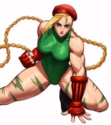 1girls absurd_res armwear blonde_hair blue_eyes braid cammy_white capcom female female_only hat leotard looking_at_viewer muscular muscular_female solo solo_female sotcho street_fighter thick_thighs twin_braids very_long_hair white_background rating:Questionable score:56 user:!nner$elf89