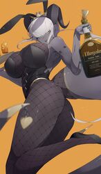 1girls alcohol armpits ass ass_focus black_body bottle breasts bunny_ears bunny_girl bunnysuit crown curly_horns dark-skinned_female dark_skin english_text female female_focus female_only fishnets gold_eyes hair_ornament headband headgear heart heels high_heels horns ill_(ub1mo) large_breasts looking_at_viewer mechanical open_mouth orange_background serving_tray solo solo_female solo_focus tagme tail tail_ornament text thick_tail thick_thighs thighs thin_waist ub1mo waitress whiskey white_hair rating:Questionable score:22 user:CalZone