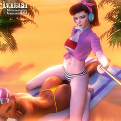 2girls 3d ass beach big_ass big_breasts bikini_bottom blizzard_entertainment breasts brown_hair d.va dark-skinned_female dark_skin dat_ass earrings female female_only hoop_earrings kachigachi latina overwatch patreon_username purple_hair selfie selfie_stick sombra thick_thighs thong twitter_username waveracer_d.va rating:Questionable score:114 user:Crcole331