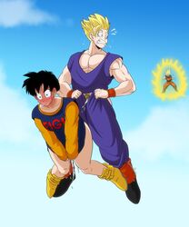 1girls 2boys acelewdarts almost_caught ambiguous_penetration bottomless caught caught_in_4k caught_in_the_act couple covering_pussy cum cum_dripping_from_penis cum_dripping_out_of_pussy cum_inside cumshot dragon_ball dragon_ball_z dripping_cum embarrassed flying golden_hair golden_pubic_hair half_saiyan halfbreed in_the_air martial_artist muscular_male pants pants_down saiyan scholar son_gohan son_goku super_saiyan teenager videl worried_expression rating:Explicit score:164 user:Cumload1235