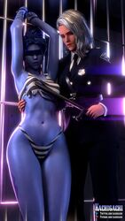 2girls 3d ashe_(overwatch) baton blindfold blizzard_entertainment handcuffed handcuffs kachigachi nightstick overwatch patreon_username prison prison_bars prison_cell prison_guard prison_uniform prisoner purple_hair purple_skin tattoo twitter_username white_hair widowmaker yuri rating:Explicit score:98 user:Crcole331