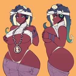 1girls 2d animated ass ass_out bandana big_ass big_breasts black_hair black_skin boobs butt cdlum crop_top dark-skinned_female dark_skin green_hair groping groping_self headphones hi_res highres huge_ass huge_breasts jeans large_ass large_breasts loop marina_(splatoon) mole_under_mouth necklace nintendo no_sound octoling octoling_girl panties short_playtime splatoon tentacle_hair thick_ass thick_thighs tongue tongue_out underboob video voluptuous watch wide_hips wristband rating:Explicit score:399 user:Mattlau04