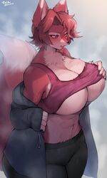 animal_ears anthro anthro_only belly belly_button big_breasts blush blushing bra child_bearing_hips coat coat_removed fox fox_ear fox_ears fox_girl fox_humanoid fox_tail foxgirl fur furry furry_belly furry_breasts furry_ears furry_female furry_only furry_tail hips huge_breasts jacket jacket_removed large_breasts nail_polish nails painted_nails red_eyes suurin_(ksyaro) thick_thighs thighs tight_bra tight_clothes tight_fit tummy wide_hips rating:Explicit score:160 user:Fumeknight1