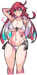 bikini enpe green_eyes guilty_gear guilty_gear_strive jack-o'_valentine multicolored_hair pink_hair red_hair showing_off swimsuit white_hair rating:Explicit score:160 user:MoonLightdimmed