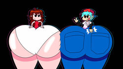 2021 ass big_ass big_butt black_background both_sexes_in_same_situation boyfriend_(friday_night_funkin) deviantart friday_night_funkin funny girlfriend_(friday_night_funkin) hyper hyper_ass motion_lines outline slapping_butt slapping_own_ass somethingyano7 thick_ass rating:Questionable score:14 user:Megrasy