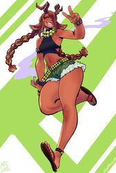 1girls animal_ears bent_leg braid braided_ponytail brown_hair dark-skinned_female dark_skin drug eyes_mostly_closed eymbee female female_only full_body hair_over_one_eye hi_res horns humanoid jackalope jackaye long_hair looking_at_viewer ponytails sandals shorts smiling_at_viewer smoking solo solo_female standing_on_one_leg thick_thighs tongue_out topwear upper_teeth v_sign weed rating:Safe score:72 user:!nner$elf89