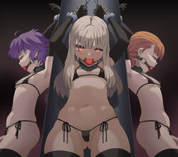 3girls absurdres annette_fantine_dominic armpits arms_up ass auction ball_gag bangs bare_thighs bdsm bernadetta_von_varley bikini black_thighhighs blonde_hair blue_eyes bondage bound breasts chain chained chains collar commission crying crying_with_eyes_open drooling elbow_gloves empty_eyes eudetenis female female_only femsub fire_emblem fire_emblem:_three_houses from_below gag gloves grey_eyes grey_hair highres long_hair looking_at_viewer looking_down lysithea_von_ordelia medium_breasts multiple_girls multiple_subs nintendo open_mouth orange_hair panties partially_visible_vulva pink_eyes purple_hair restrained revealing_clothes sad saliva saliva_trail second-party_source short_hair side-tie_panties slave small_breasts story_at_source tears thighhighs thighs underboob underwear rating:Questionable score:364 user:kris923