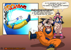 canon_couple chichi chichi's_armor chichi's_helmet comic dragon_ball dragon_ball_z female husband_and_wife kogeikun male milf son_goku rating:Explicit score:31 user:meucu2