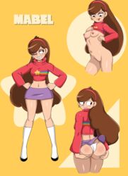 ass back_view bottomless braces brown_hair earrings front_view gravity_falls headband long_hair mabel_pines miniskirt nipples panties pussy shaved_pussy shirt_lift skirt_up small_breasts sweater_lift tongue_out vn_simp rating:Explicit score:331 user:VNsimp