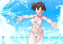 1girls bikini bikini_bottom bikini_top black_hair blue_eyes blush breasts clothing dragon_ball dragon_ball_z female female_focus female_only muscular_thighs navel nipple_bulge nipples one_eye_closed open_mouth rom short_hair shounen_jump slim_waist small_breast spiky_hair stomach swimming_costume swimsuit swimwear teenager teeth tongue videl wide_hips wide_thighs rating:Questionable score:92 user:Duncan33303