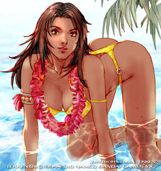 1girls 2022 all_fours armlet ass bandai_namco bikini brazil brazilian breasts brown_eyes brown_hair christie_monteiro cleavage dark-skinned_female dark_skin female human kawano_takuji large_breasts latina lei lips long_hair looking_at_viewer namco namco_bandai official_art redbone solo swimsuit tan-skinned_female tekken tekken_5 tekken_6_bloodline_rebellion tekken_tag_tournament_2 thong_bikini very_dark_skin water yellow_bikini rating:Questionable score:66 user:JKF