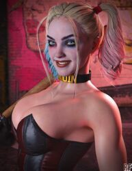 1girls 3d 3d_(artwork) blender blonde_female breasts clothing dc dc_comics harley_quinn high_resolution multicolored_hair rude_frog smile solo_female twintails rating:Questionable score:105 user:suran234