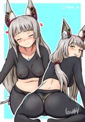 1girls 2022 areolae ass bodysuit breasts cat_ears female female_only grey_hair highres izai_ah izaiah_(artist) leggings nia nia_(blade) nia_(xenoblade) nintendo nipples panties translucent_clothing xenoblade_(series) xenoblade_chronicles_2 yellow_eyes rating:Explicit score:51 user:IzaiAH