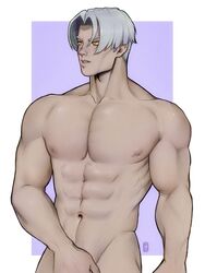 bolloxxxz covering_crotch hades_(game) male male_only muscles muscular muscular_male nude_male shirtless shirtless_male short_hair silver_hair thanatos_(hades) twunk yellow_eyes rating:Questionable score:15 user:holymolygay