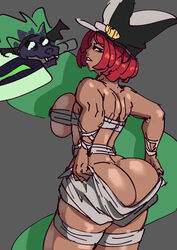 ass bathsalts1 breasts bursting_breasts cosplay dark_skin fat_ass giovanna_(guilty_gear) green_eyes guilty_gear huge_ass huge_breasts large_breasts red_hair rei_(guilty_gear) struggling_to_fit thick_thighs wide_hips rating:Explicit score:81 user:kallen2020