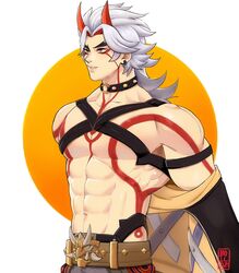 arataki_itto bolloxxxz genshin_impact male male_only markings muscles muscular muscular_male shirtless_male rating:Safe score:53 user:holymolygay