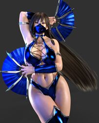 1girls 3d abs alternate_hairstyle big_breasts capcom chun-li cleavage cosplay crossover crossover_cosplay fan female female_only gcb kitana_(cosplay) mask masked_female mortal_kombat pose posing solo street_fighter thick_thighs rating:Questionable score:60 user:Crcole331