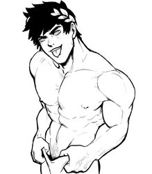 bare_chest black_and_white bolloxxxz bulge hades_(game) laurel_crown male male_only monochrome muscles muscular muscular_male sketch tongue_out twunk uncolored underwear underwear_only underwear_pull zagreus rating:Questionable score:30 user:holymolygay