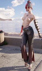 armwear beach breasts epic_games feet female female_only fortnite glowing_eye kor_(fortnite) lewdrex looking_at_viewer multicolored_hair no_bra pants public public_nudity red-tinted_eyewear shirtless shirtless_female sunglasses tinted_eyewear undercover_kor rating:Explicit score:37 user:Retraktable