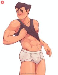 1boy avatar_the_last_airbender blush bolin bulge clothing embarrassed male male_only manlyhand muscles muscular muscular_male nickelodeon shirt shirt_lift shy smooth_skin solo teen_boy the_legend_of_korra underwear white_underwear rating:Questionable score:41 user:holymolygay