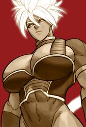 1girls absurd_res big_breasts dragon_ball dragon_ball_xenoverse female female_only looking_at_viewer matsuna_(kameseru) muscular muscular_female narrowed_eyes red_background saiyan saiyan_armor shounen_jump solo solo_female solo_focus sotcho super_saiyan unamused viewed_from_below rating:Questionable score:81 user:!nner$elf89