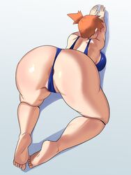 1girls 2022 alternate_breast_size anus anus_behind_thong anus_peek ass ass_focus ass_shot ass_up asshole_behind_thong back back_view bare_feet bare_legs barefoot breasts bubble_butt butthole_behind_thong feet female female_only hips huge_ass huge_breasts kasumi_(pokemon) light-skinned_female light_skin misty_(pokemon) nintendo orange_hair pokemon pokemon_rgby short_hair side_ponytail simple_background slim_waist soles stretching thick_thighs thighs thong thong_bikini wide_hips ytrall rating:Questionable score:283 user:WingGundam95