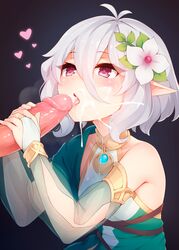 1boy 1girls cum cum_in_mouth cum_on_face flower flower_in_hair heart kokkoro_(princess_connect!) oral playing_penis_like_flute pointy_ears princess_connect! ricegnat uncensored white_hair young rating:Explicit score:433 user:Mascule