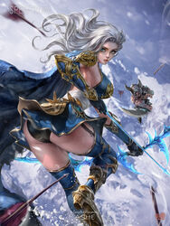 1girls 2022 armor arrow ashe_(league_of_legends) ass bare_back black_panties blue_eyes boots bow_(weapon) breasts cape dress dress_lift garter_straps gloves league_of_legends long_gloves long_hair looking_back minidress panties patreon_username riot_games sideboob tagme thigh_boots thighhighs thighs tryndamere watermark weapon white_hair yam_spectrum rating:Questionable score:76 user:AbsoluteTerritory