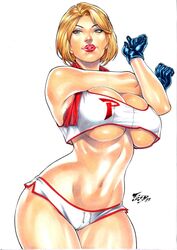 1girls big_breasts blonde_female blonde_hair dc dc_comics ed_benes_studio fred_benes gloves justice_league kara_zor-l karen_starr looking_at_viewer power_girl seductive_eyes seductive_look short_hair solo_female superman_(series) tagme white_panties rating:Explicit score:77 user:Dragon98