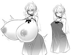 1girls arms_behind_back big_breasts blonde_female blush blushing breast_expansion breast_milk breasts breasts_out breasts_outside busty female female_only gigantic_breasts hands_behind_back heavy_blush huge_breasts hyper hyper_breasts kurokuroooi lactating lactation large_breasts leaking_milk looking_pleasured medium_breasts milk monochrome see-through see-through_clothing see-through_dress short_hair tagme thick thick_thighs thighs rating:Explicit score:81 user:Fumeknight1