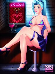 1girls big_breasts blue_eyes blue_hair heels league_of_legends makeup pinkkat seraphine_(league_of_legends) skirt solo_female underwear white_skin rating:Explicit score:22 user:Worldus3