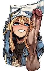 2boys big_penis blonde_hair blue_eyes blush blush_lines blushing bridget bridget_grin doppel erect_penis erection femboy glove gloves guilty_gear hand_on_head headpat light_skin male_only penis penis_on_face precum smile sweat sweating veiny_penis yaoi zipper rating:Explicit score:479 user:Uglydude452