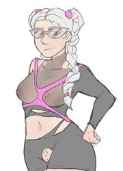 epic_games fortnite pubic_hair sabina_(fortnite) sunglasses tight_clothing tinted_eyewear torn_clothes visible_nipples visible_pussy white_background rating:Explicit score:13 user:RobotRobert