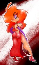 1girls 2019 arm_gloves artist_signature ass ass_cleavage butt_crack cleavage clothing disney dress earrings eyeshadow female female_only full_body green_eyes hand_on_hip heels huge_breasts jellot jessica_rabbit lipstick long_hair long_red_hair mature mature_female mature_woman purple_eyeshadow purple_gloves red_dress red_hair red_lipstick sideboob solo solo_female thick_lips thick_thighs thighs who_framed_roger_rabbit rating:Questionable score:22 user:daft_human