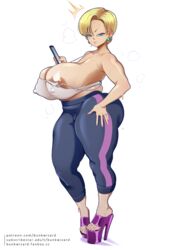 1girls alternate_version_available android_18 areolae artist_logo artist_self-insert artist_signature artist_website ass big_areola big_ass big_breasts blue_eyes breasts bunkwizard dragon_ball dragon_ball_z eye_contact female female_only high_heels huge_breasts looking_at_viewer mature_female milf mombod nipple_bulge platform_heels standing thick_thighs thighs tight_pants venus_body wide_hips rating:Explicit score:353 user:Thebuki